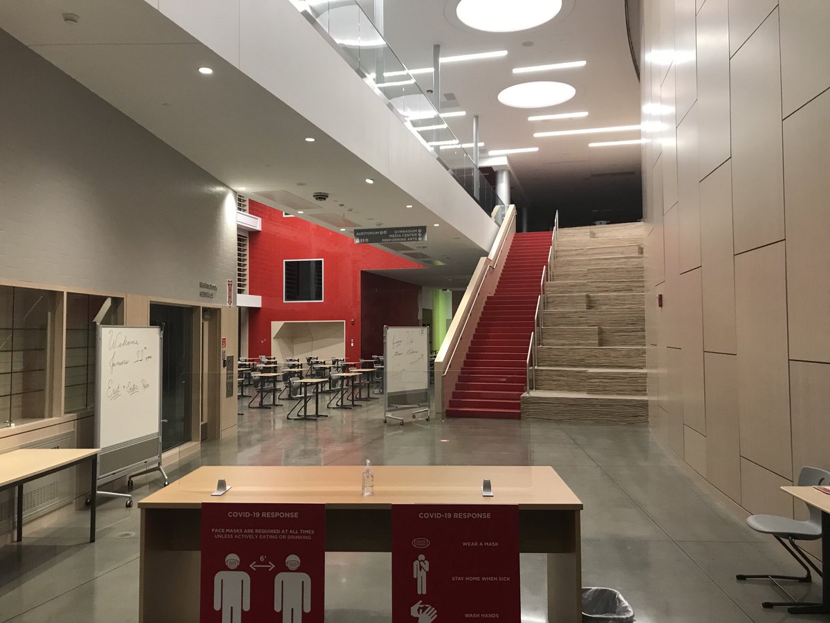 The grand entrance at the SMHS Complex is empty and dark right now, but it 2 1/2 hours, we have our students returning.  Looking forward to seeing all are Cohort A students soon.