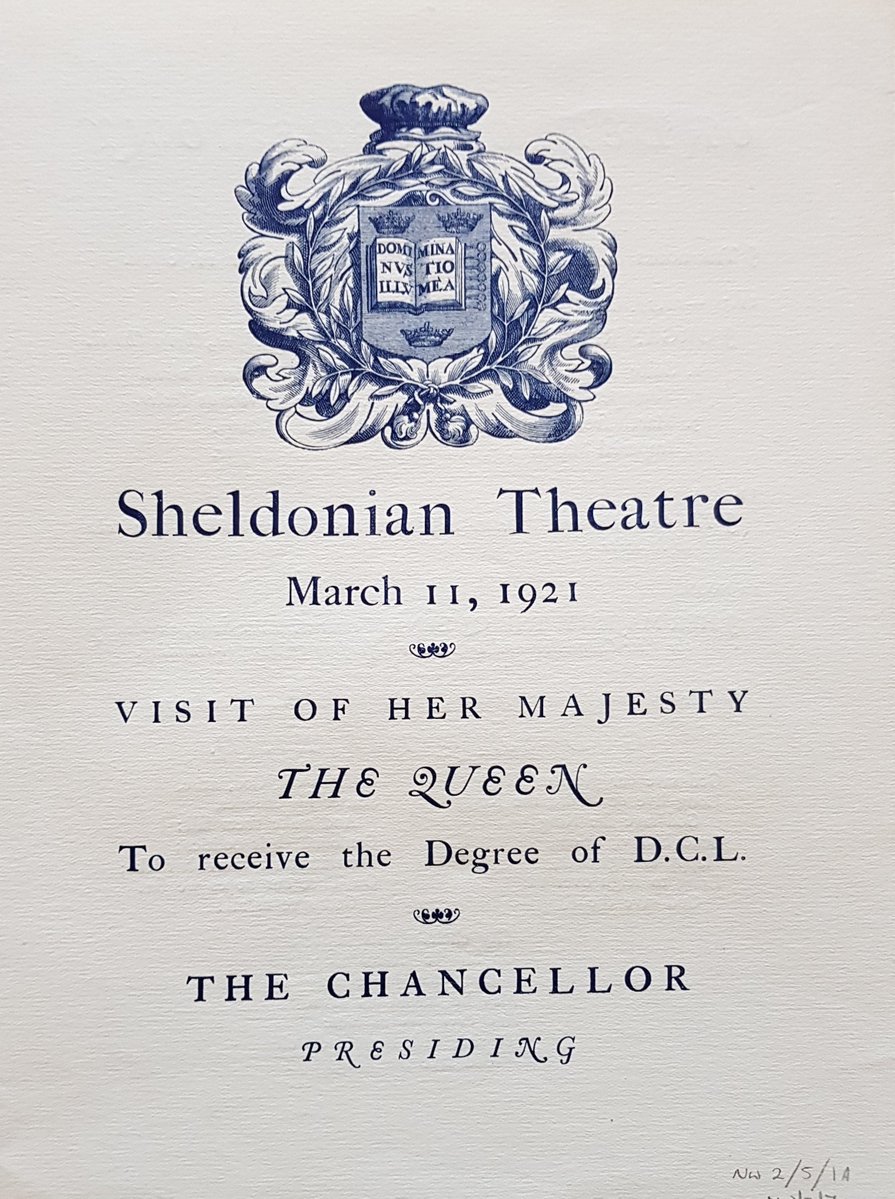#OnThisDay 100 years ago Queen Mary became the first woman to receive a degree by diploma from @UniofOxford. Degrees by diploma are similar to honorary degrees but are for royalty and heads of state only. @1stOxfordwomen #WomenAtOxford #WomensHistoryMonth