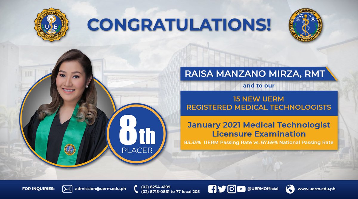 UERM CONGRATULATES MS. RAISA MANZANO MIRZA, RMT (@raisamirza_) ON THEIR ONLINE OATHTAKING TODAY (MARCH 2, 2021)