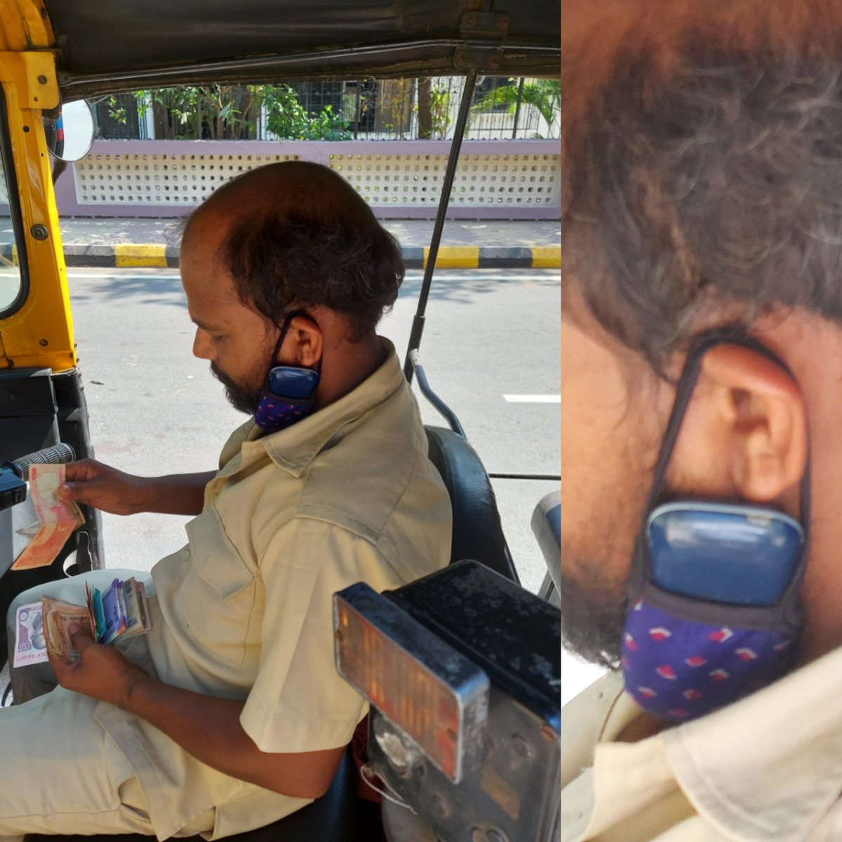 amoldethe's tweet photo. Never knew that mask can be used as a mobile pocket/holder while driving...But I really don't subscribe to this innovation.
#MaskUp #Masks
#WearMask #mask #COVID19 #COVID19India #SocialDistancing #maskusage https://t.co/V31R7fYDfW