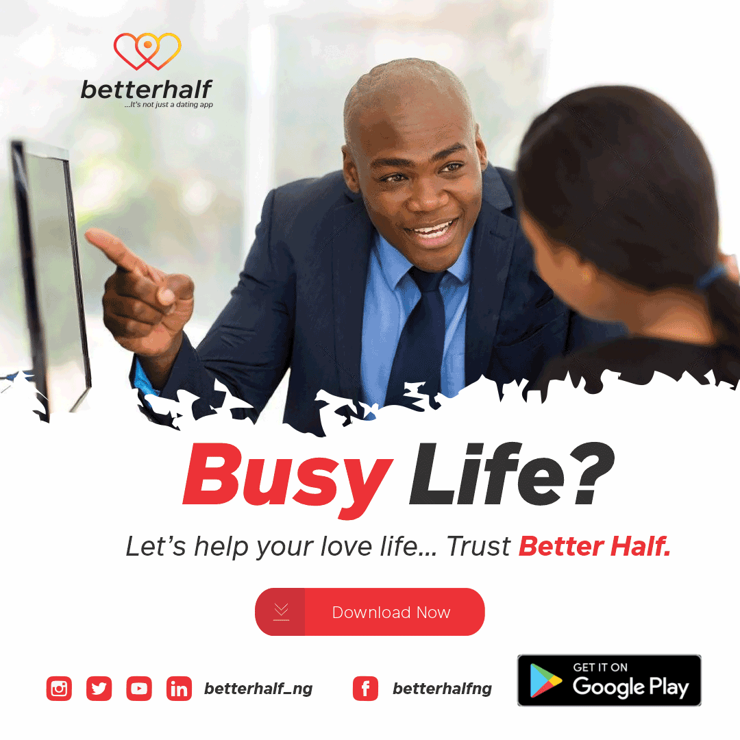 Betterhalf_ng's tweet photo. Your busy life shouldn't hinder you from finding a partner. All you need to do is - download the BetterHalf App, fill in the necessary details... viola! Begin your love journey. 

#findlovewithbetterhalf 
#downloadbetterhalf 
#datingappinnigeria 
#youcanfindlove 
#betterhalfapp https://t.co/rx1ScktH2H
