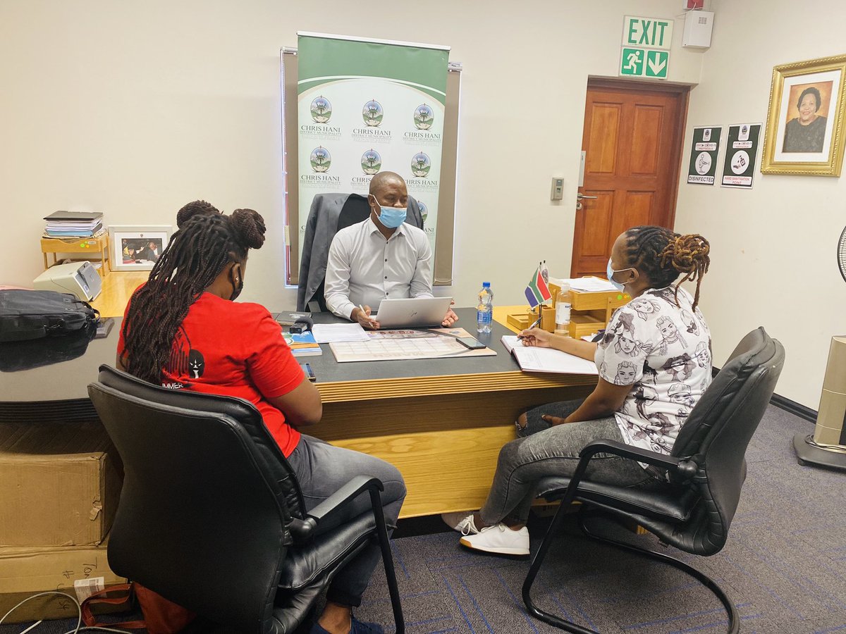 ChrisHaniDM's tweet photo. Executive Mayor, Cllr Wongama Gela, currently interacting with local media on council resolutions following the council meeting held virtually. 
#CHDM https://t.co/H7nnyHkzNz