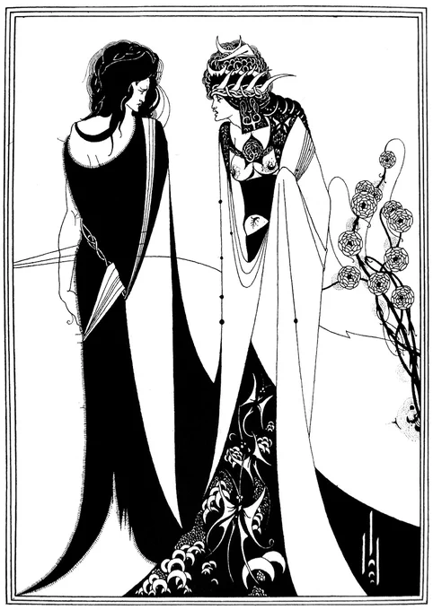 "John the Baptist and Salome, 1893–4
(published 1907)"
"The Climax from the illustrations for Salomé, 1893–4"
"Et in Arcadia Ego, 1896"
"The Stomach Dance, 1893–4"

Aubrey Vincent Beardsley (21 August 1872 – 16 March 1898) was an English illustrator and author. 