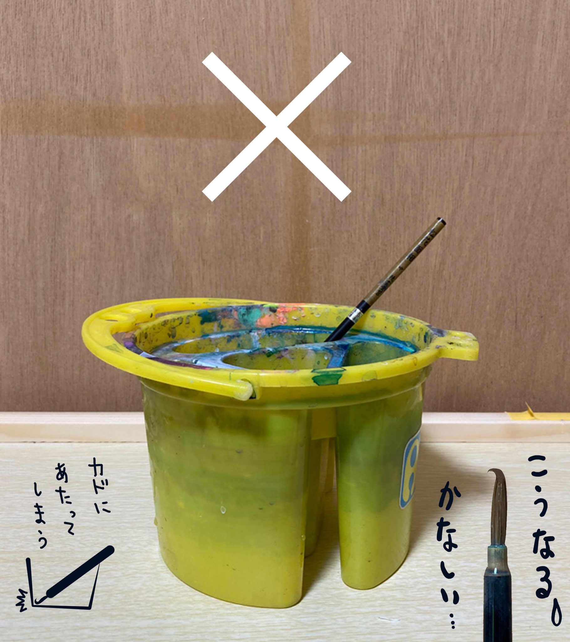 Takuya Yonezawa 画家 筆先が長持ちする筆洗いバケツの使い方