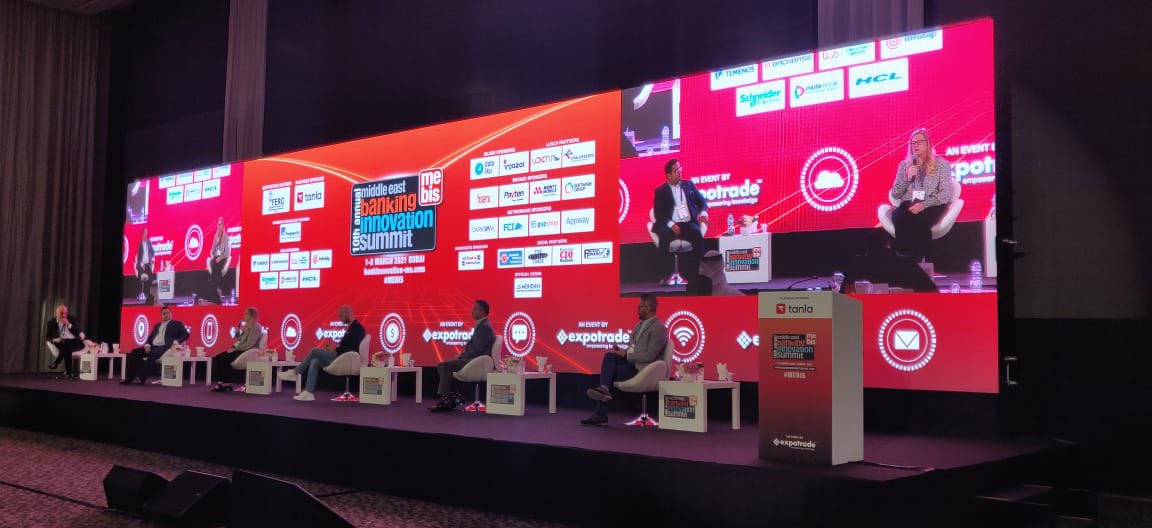 For our next panel, we’re hearing from Aditya Baswan from <a href="/FABConnects/">FAB Connects</a>, Devid Jegerson from <a href="/NBFUAE/">National Bank Of Fujairah</a>, Jameel Khan from <a href="/MashreqTweets/">Mashreq</a>, Pamela Attebery from <a href="/HSBC_UAE/">HSBC UAE</a>, Tareq Qamhiya from @InjazatUAE and Vikram Sandhu from <a href="/EmiratesNBD_AE/">Emirates NBD</a>. #MEBIS