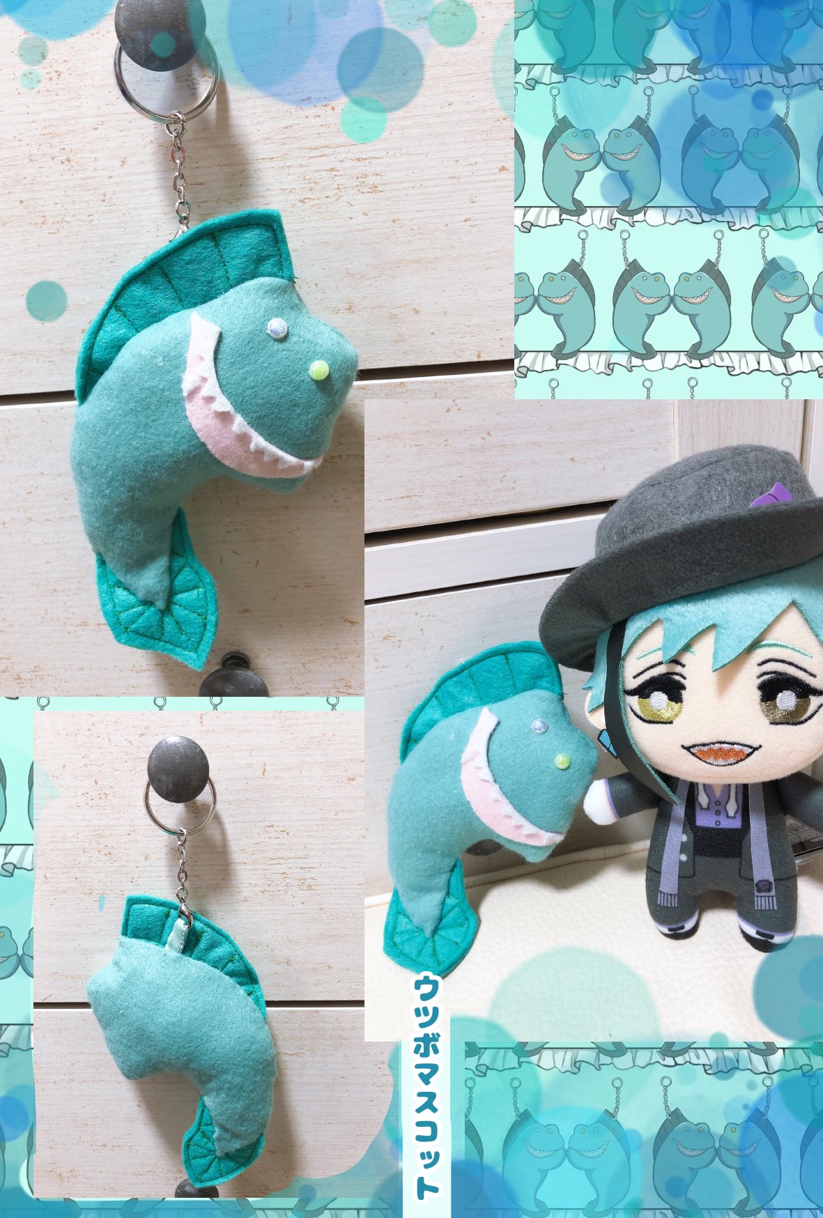 Yui イラスト用垢 フロイドの付けているウツボマスコットが可愛すぎて作ってみました 公式だと上半分しか見えなかったため全体は自分好みで仕上げました 2枚目は待ち受け用に描いたウツボです イベント楽しみ ツイステファンアート ツイステ