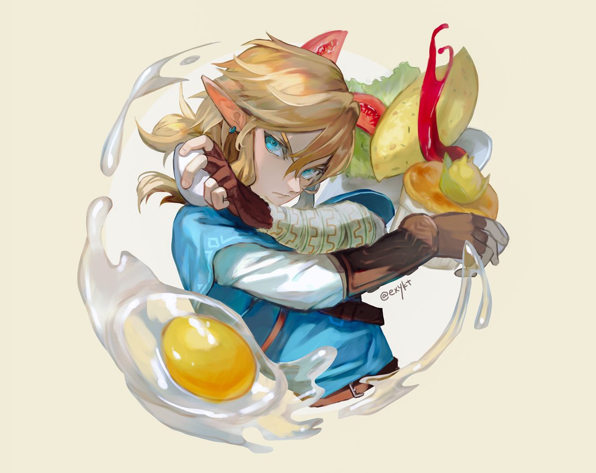 link 1boy gloves male focus pointy ears blonde hair solo earrings  illustration images