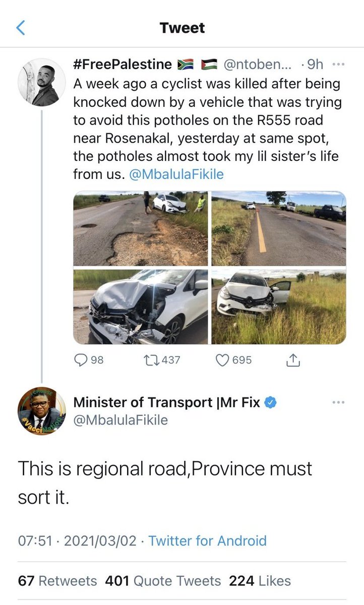 _AfricanSoil's tweet image. Tomorrow the same insenstive and heartless Minister who can&apos;t even offer condolences and say they will look into the matter will be asking for your votes

@MYANC is watching Mbalula bring the party into disrepute. He sits and insults people everyday, while roads are taking lives