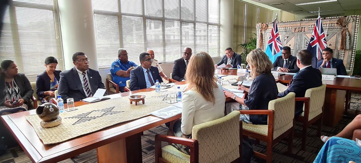 axeshane's tweet photo. Fiji NZ High-Level Consultations, a highly effective bilateral platform to put forward economic development priorities - including mutually beneficial support to health, tourism, policy reforms and market access. #FijiNZPartnership https://t.co/XCtXQZAn3H