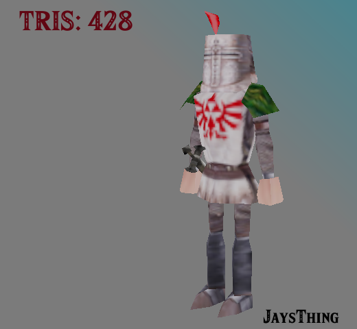 Jays_Thing's tweet photo. Tried to make an ocarina of time/majora's mask styled character in blender. Solaire of Hyrule🤣 #blender #lowpoly #zelda #darksouls #n64graphics #krita https://t.co/oR8SVKa5Lj