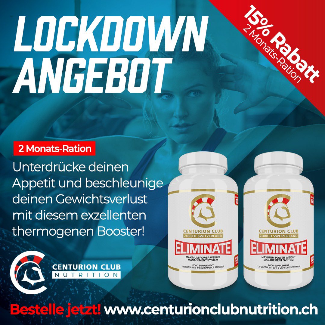 rtlsupplements's tweet image. 🔥Lockdown Angebot! 1 Monat Countdown bis zur Wiedereröffnung der Gyms! Schnapp dir jetzt das 1, 2 oder 3 Monate Eliminate-Angebot und starte jetzt schon durch ♥️ centurionclubnutrition.ch/products/elimi… ♥️ Rege deinen Stoffwechsel an, verbrenne viele Kalorien und bleibe Fokussiert!