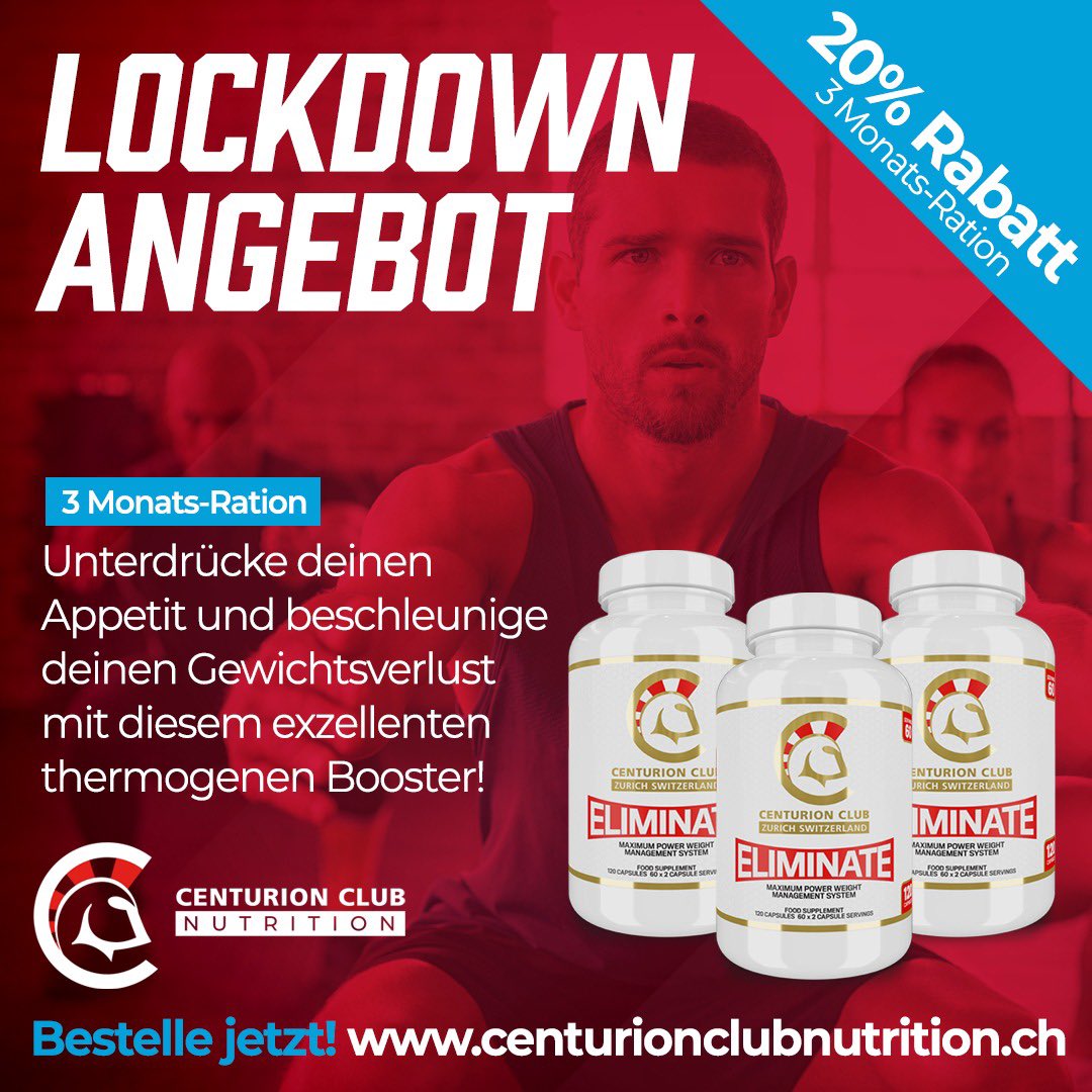 rtlsupplements's tweet image. 🔥Lockdown Angebot! 1 Monat Countdown bis zur Wiedereröffnung der Gyms! Schnapp dir jetzt das 1, 2 oder 3 Monate Eliminate-Angebot und starte jetzt schon durch ♥️ centurionclubnutrition.ch/products/elimi… ♥️ Rege deinen Stoffwechsel an, verbrenne viele Kalorien und bleibe Fokussiert!