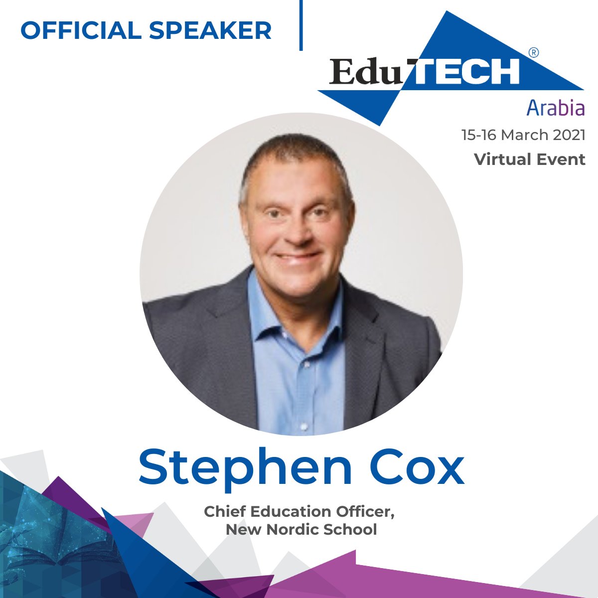 Driving the future of education in MENA 🌍 Join New Nordic School's <a href="/stephenccox/">stephencox </a> at the <a href="/EduTechArabia/">EduTech Arabia</a>  virtual event! The keynote panel explores the technologies and strategies required for success
⏰March 16 @ 10AM (GMT+4)
Join for free ✅ bit.ly/3q8cMx7
#EduTechArabia