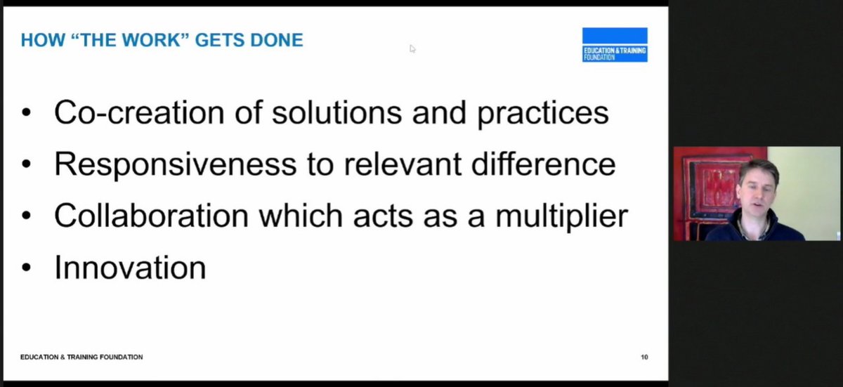 E_T_Foundation's tweet photo. After identifying what is 'the work', @DavidRussellETF sets out four points on how 'the work' gets done #GEFELeadership #selfimprovingsystem https://t.co/Py2CPtVhCR