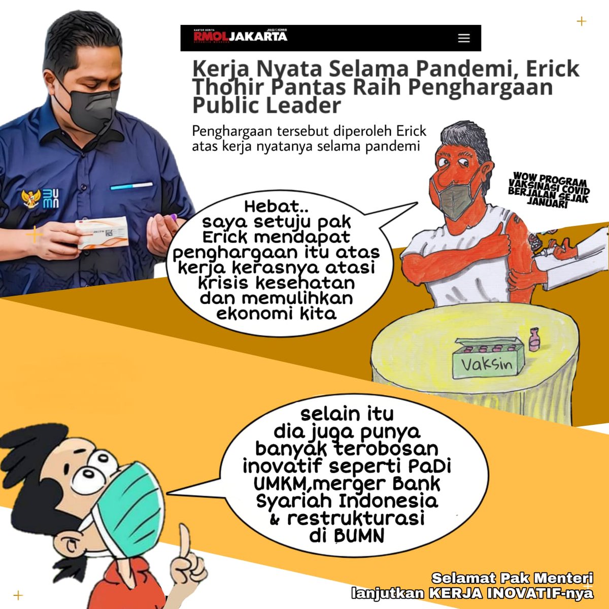 DNuurr's tweet photo. Kepemimpinan inovatif yang paling efektif mampu menggambarkan secara jelas visi mereka tentang hasil akhir dari inovasi mereka.
Selamat pak Erick.
@KemenBUMN 
#PemimpinInovatif https://t.co/SdjyJSNxzt