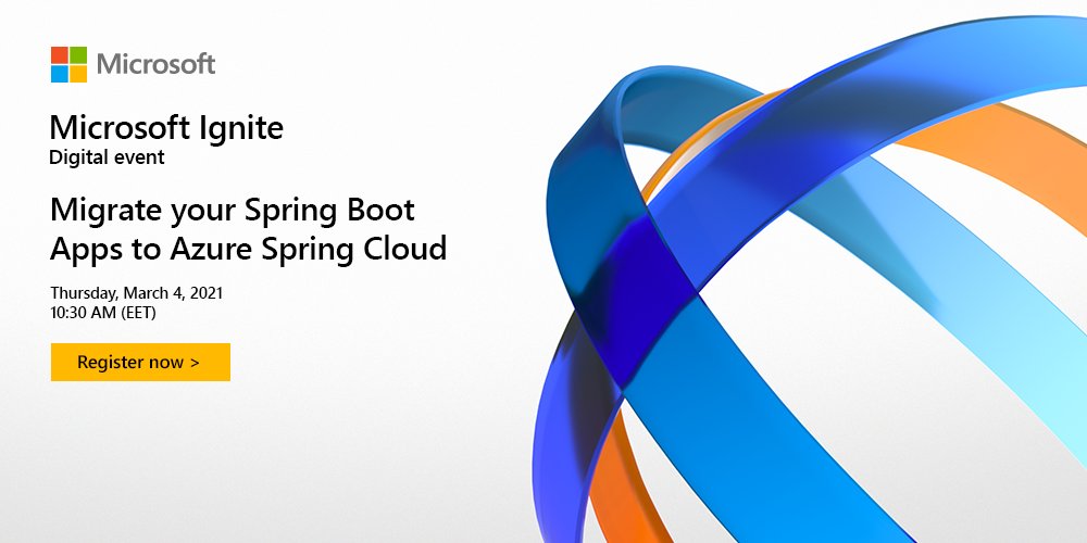 MPNZA's tweet image. 📅 Don’t forget to register and get the chance to join Saurabh Agrawal on March 4th, for a live Azure Spring Cloud coding demo #MSIgnite msft.it/6019V8jjU