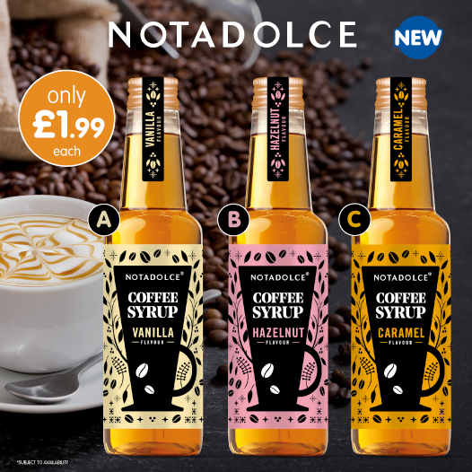bmstores's tweet photo. These tasty #Notadolce coffee syrups are the BEST way to add an extra sweet touch to your morning coffee☕!
They're loaded with flavour, and a bargain at just £1.99 each- a great cupboard essential🤤! https://t.co/Hd4nt8WIAU
WHICH would you choose- Vanilla, Hazelnut or Caramel? https://t.co/O2bPFyJ96B