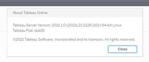 Tableau Online is now 2021.1!  No sight yet of #Tableau Server and Desktop.

@KinesisCI