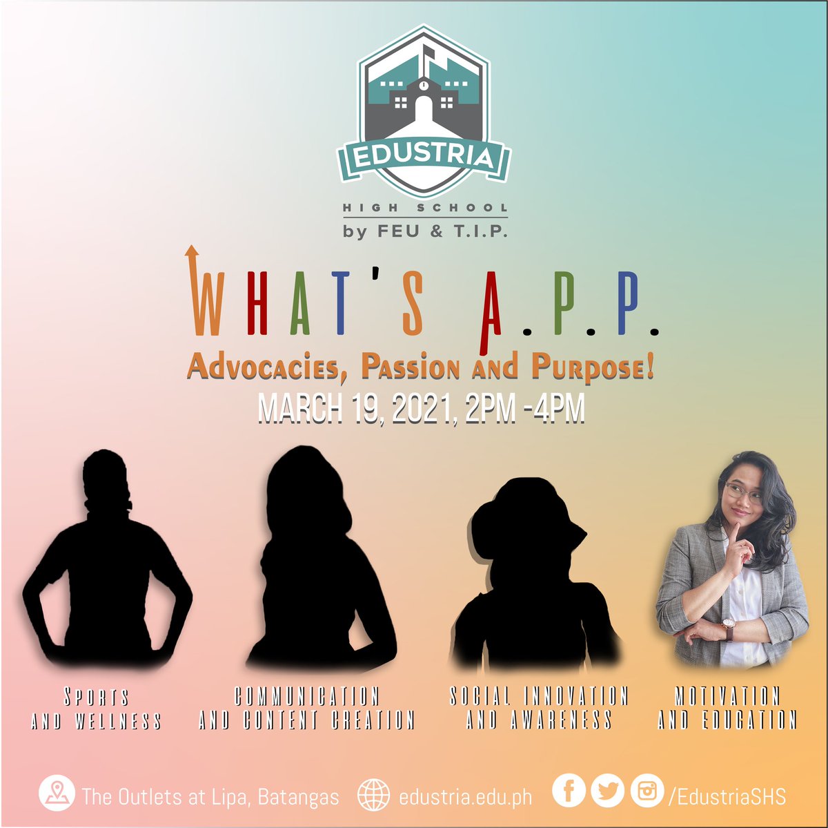 EdustriaHS's tweet photo. Ever heard of #TeamLyqa? If you do, then you probably know who our first speaker is!
To talk about motivation and education is none other than Ms. Lyqa Maravilla!
Secure your slot by registering through this link: https://t.co/gOddgH3Ip7
Keep posted for our next speakers! https://t.co/bznO6VgqI0