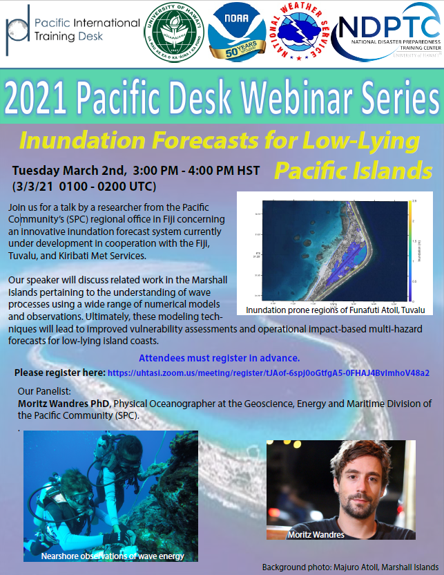M_Wandres's tweet photo. Why is it so tricky to forecast coastal flooding and how do we do it? How do we work around the computational limitations in the region? Find out in my @PacDesk seminar tomorrow. https://t.co/vGomlEwbNH