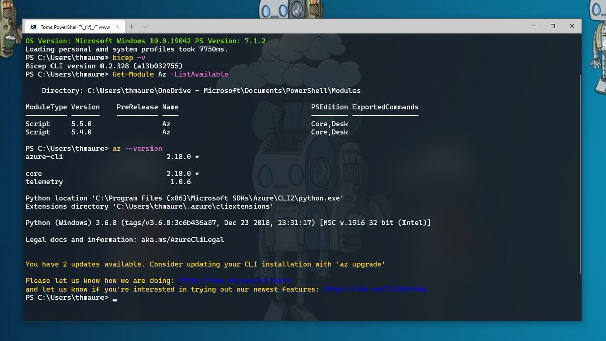 ThomasMaurer's tweet image. Okay, time to upgrade #AzureBicep #AzurePowerShell #AzureCLI
#MicrosoftAzure