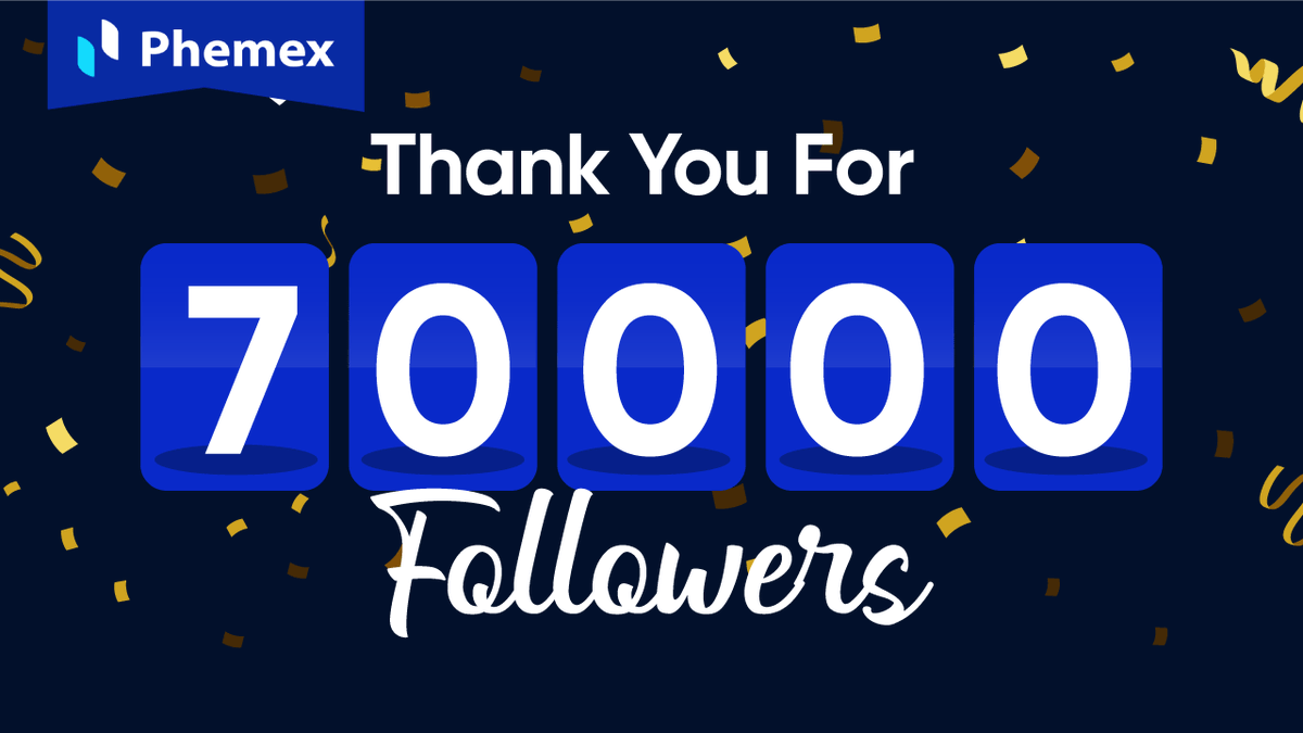Phemex_official's tweet photo. Thank you for 70k follows! We are so happy to see our community growing so rapidly especially because of $DOGE!

We will make sure to create more of the competitions and giveaways that you enjoy so much in the future! https://t.co/yYVbuxqQiN