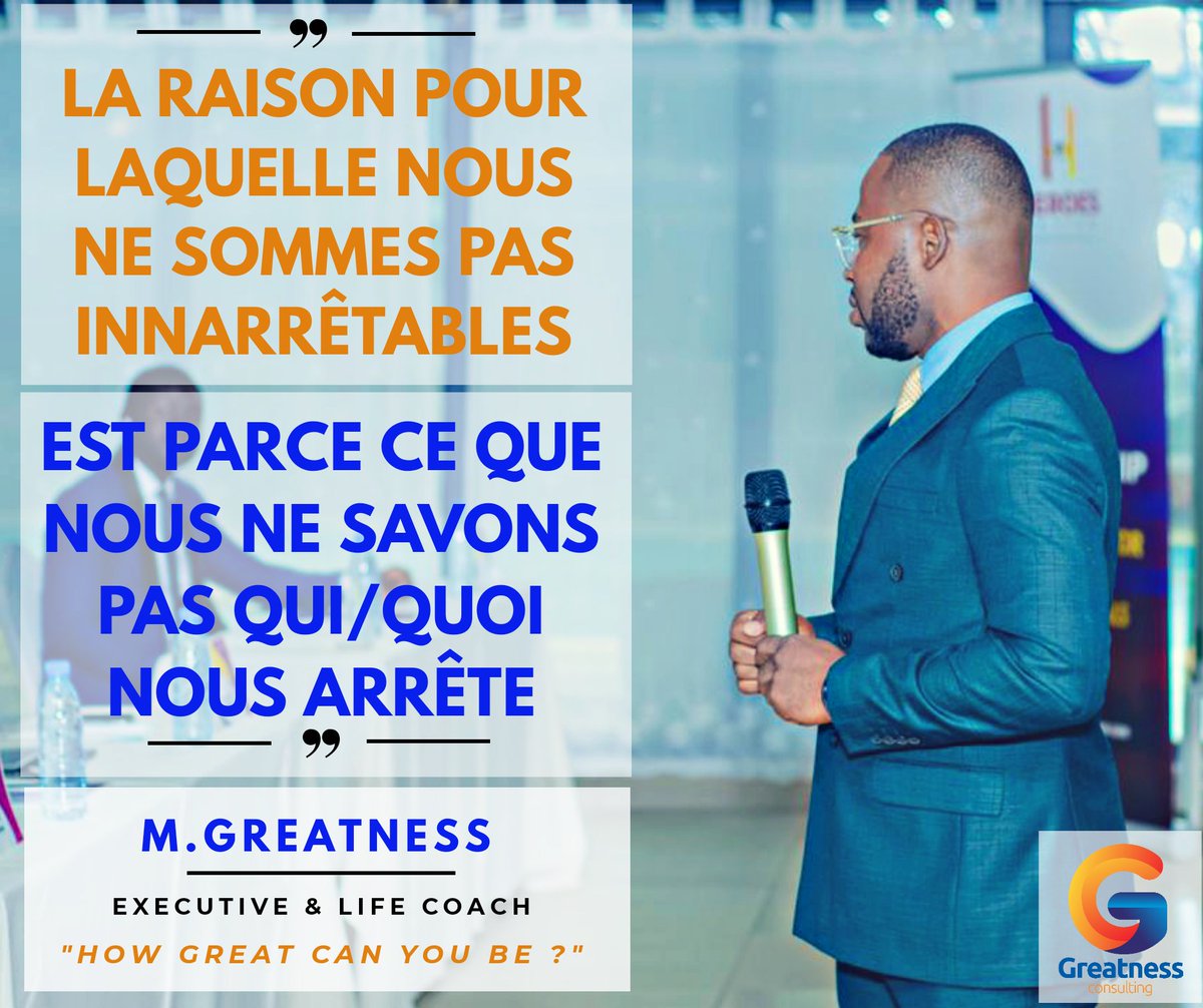 Êtes-Vous INNARRÊTABLE? 
Oui-Non...
QUI/QUOI VOUS ARRÊTE ?
Excellente Semaine...

Réservez votre session gratuite de Coaching sur le lien ci-dessous.
calendly.com/greatnessconsu…

#greatness #optimization #goals #deploiement #potentiel #innarrêtable  #michaelmbowe #coaching4greatness