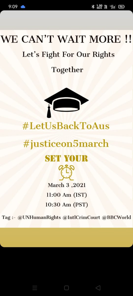AbhishekSarsa's tweet photo. Plz open the international boarders for us #LetUsBackToAus #justiceon5march #InternationalStudentAustralia #extend485visas #Extend485Visa #LetUsBackToAus #justiceon5march #InternationalStudentAustralia @letusbacktoaus @DayaLArshP61 @ScottMorrisonMP @AlanTudgeMP @JulianHillMP https://t.co/l4R7GZIqUW
