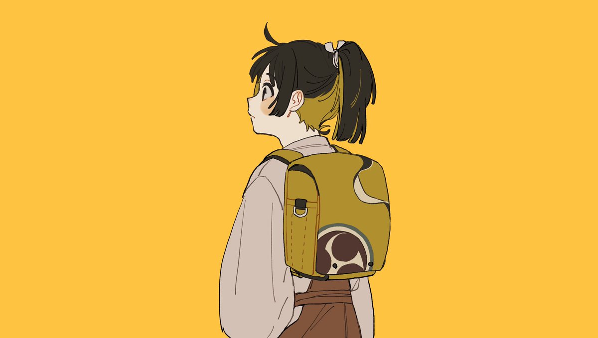 backpack solo 1girl bag simple background smile closed eyes  illustration images