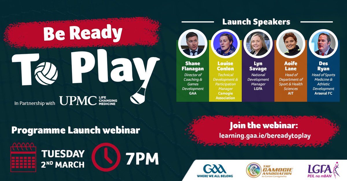 Be Ready To Play, Programme launch webinar tonight at 7pm.