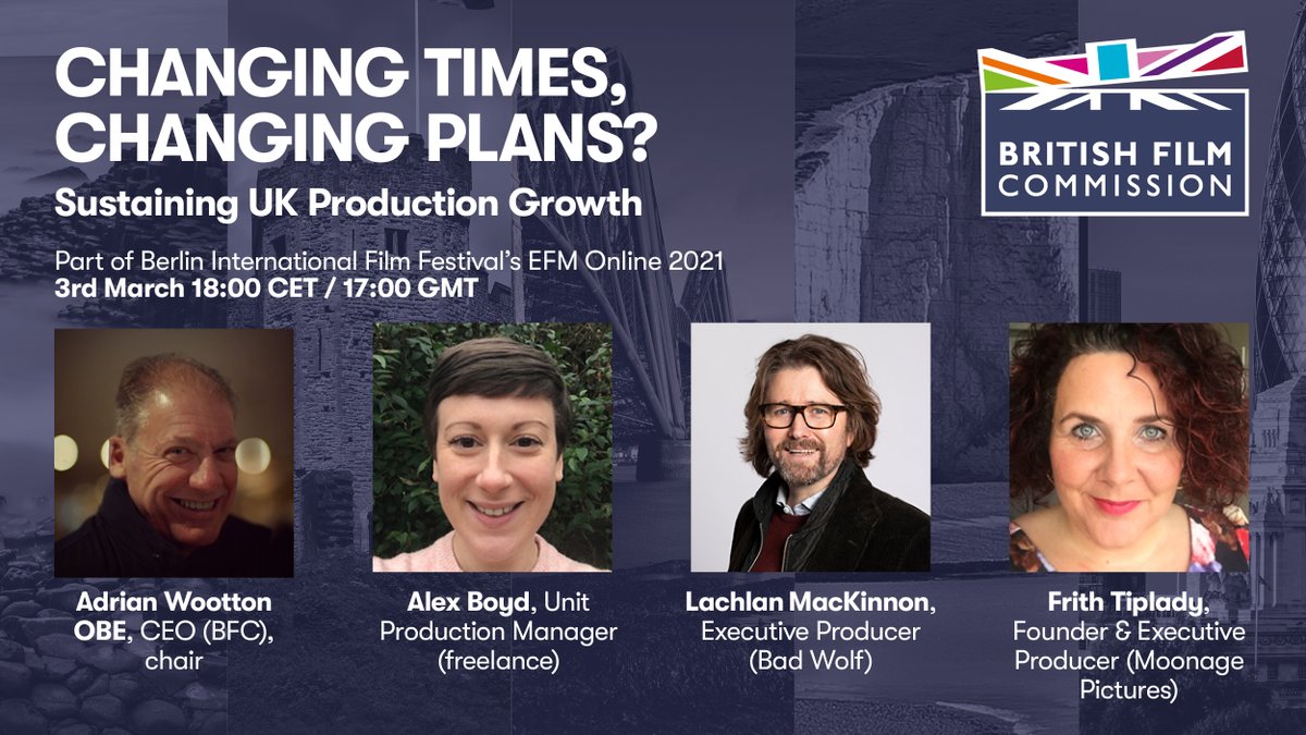 TOMORROW: Join us for a fascinating talk with BFC's  <a href="/aojwFL_BFC/">Adrian Wootton OBE</a> &amp; leading UK film/HETV producers, who explore the strengths of the UK offer &amp; share insights into working in production during the pandemic. Part of @berlinale's #EFM. More info &amp; tune in: bit.ly/3bUagES