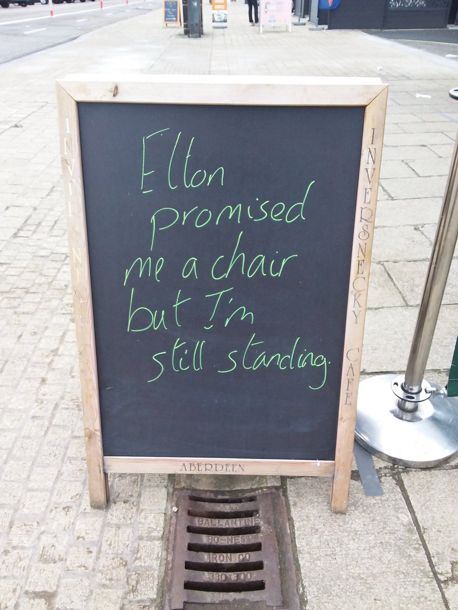 Mr_Inversnecky's tweet photo. He promised! #inversnecky #cafeboard #aberdeen #StaySociallyDistant #MusicPuns #eltonjohn https://t.co/1TgN8hTCSo