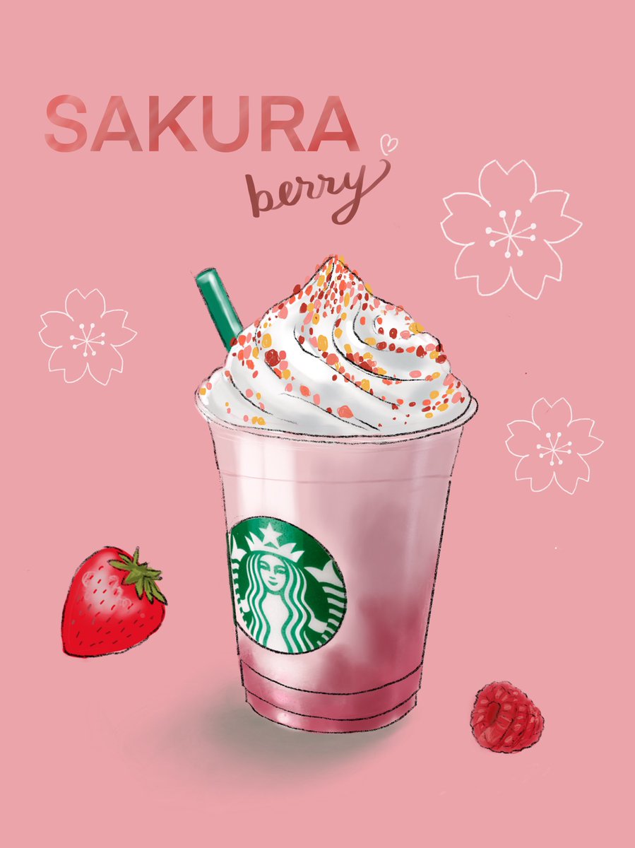 手とペンとノート On Twitter さくらふわりベリーフラペチーノ 飲みたいなぁ と思って 描いてみた スターバックスさくら2021 フラペチーノ イラスト Starbucks Sakura Illustration