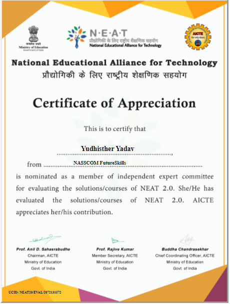yadavyudhisther's tweet photo. National Education Alliance for Technology (NEAT) a Public-Private Partnership model between the Government and the Education Technology companies of India. Great to see NEAT Cell, AICTE appreciating your contribution. #ACITE Proud #NASSCOMite @buddhabjp https://t.co/7lmmu0C1ov