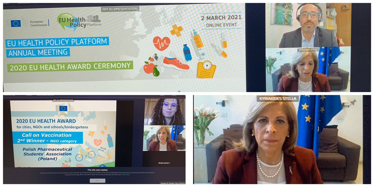 Delighted to participate in the 2020 #EUHealthAward Ceremony. 

I warmly congratulate and thank all of our deserving winners. Through #COVID19, your inspiring projects have strengthened our communities, our democracy and our future by helping children get a healthy start in life.