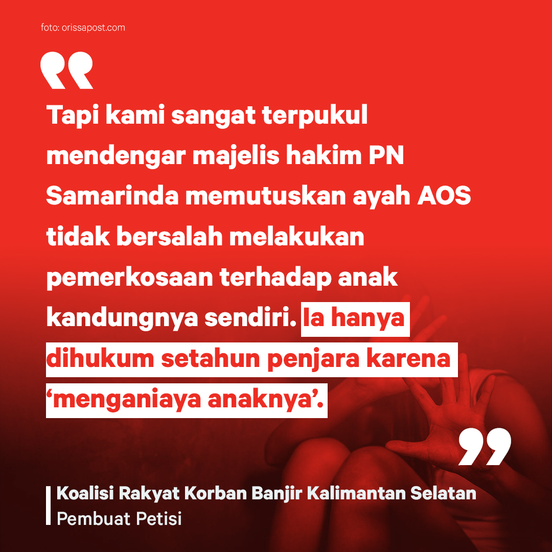 ChangeOrg_ID's tweet photo. “Apa yang mendidik dari menyuruh anak perempuannya minum miras dan hendak memperkosanya saat nggak sadarkan diri?”
Kata Koalisi, Ayah AOS hanya divonis satu tahun penjara.
Koalisi ajak kamu untuk terus suarakan #saveAOS.
https://t.co/2ldEjHbNvf https://t.co/5XSdOZ1dmv