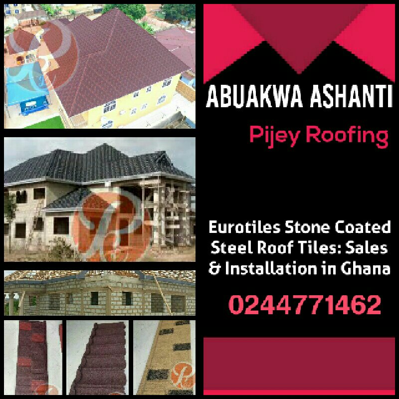 eLawrenceGh's tweet photo. Roofing In Abuakwa Ashanti With Stone Coated Roofing Sheet

#building a house in #Abuakwa? We have top quality Eurotiles Stone Coated Steel Roof Tiles to affordably make your new house one of the palatial homes in #Ghana. *No rusting, *No fading, *Classy!
0244771462; 0207484595. https://t.co/G3JRemYeUQ