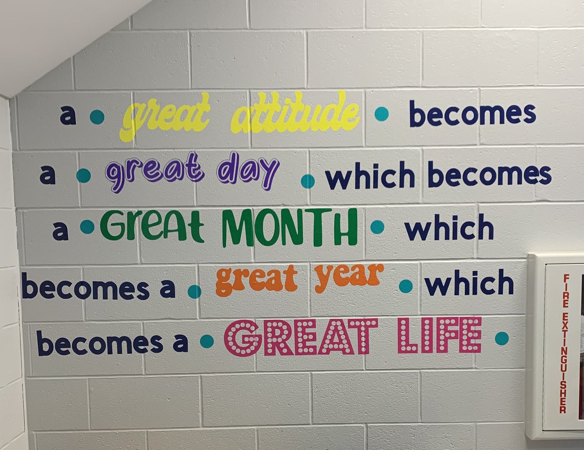 Reading at Batesville Intermediate School today for Read Across America and I saw this.

A • great attitude • becomes a • great day • which becomes a • great month • which becomes a • great year • which becomes a. • Great Life!

The power of reading and being positive!