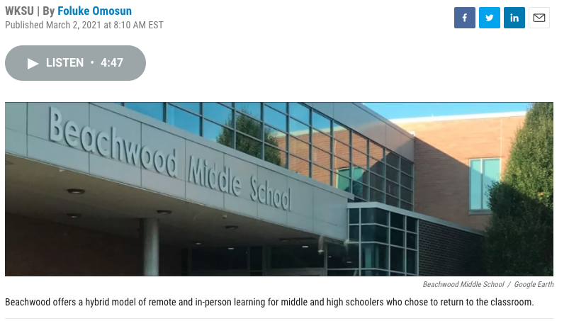 GarthHolman's tweet photo. #WKSU and #NPR take a look at Education during #covid by visiting #bmsbison and the #beachwoodbison   https://t.co/vhlQheItL5  Thanks @WKSUJeff and @WKSU (Foluke Omosun) for getting in touch with us! https://t.co/ho0mv7yKm3