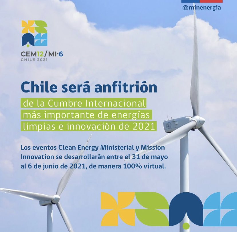 electricautalca's tweet photo. 𝐂𝐮𝐦𝐛𝐫𝐞 𝐈𝐧𝐭𝐞𝐫𝐧𝐚𝐜𝐢𝐨𝐧𝐚𝐥 𝐂𝐥𝐞𝐚𝐧 𝐄𝐧𝐞𝐫𝐠𝐲 𝐌𝐢𝐧𝐢𝐬𝐭𝐞𝐫𝐢𝐚𝐥 

Te contamos que este año Chile será sede de la #CEM12MI6, la cumbre mundial más grande de energías limpias e innovación ♻️⚡ 🌎  te estaremos contando al respecto! 

#Energía #CEM11 #Chile https://t.co/KjQNsws8Dl