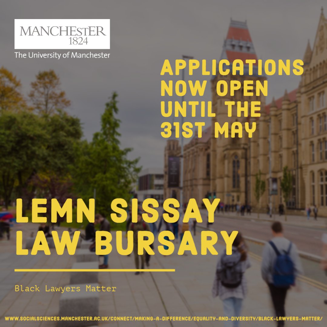 AIUCentre's tweet photo. The Lemn Sissay Law Bursary at the University of Manchester aims to widen access  to Law School undergraduate courses and address the underrepresentation of male students of Black African and Black African Caribbean heritage studying law. https://t.co/v8aCRaoOkD