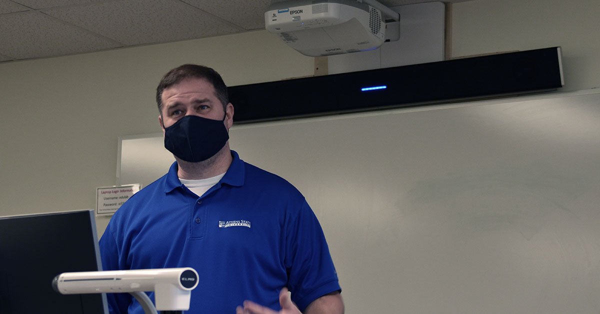 NurevaInc's tweet photo. When Athens State University needed to retrofit classrooms for #hybridlearning environments, Nureva was there to help. Find out why @AthensState chose #Nurevaaudio for 30 classrooms: https://t.co/BT2EsQEJrE. #highered #remotelearning https://t.co/rsppwBAbwo