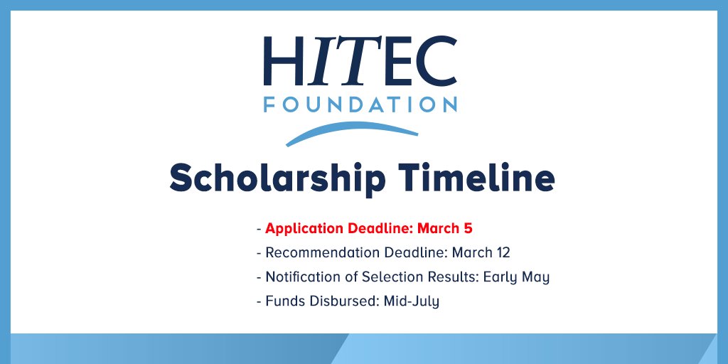 ⏰The deadline to apply for our $5,000 #scholarship is March 5. Hispanic-Latino students pursuing a college degree in a #technology-related field of study are eligible to apply: bit.ly/HITECApply
#wearehitec #Scholarships #Students #Tecnología