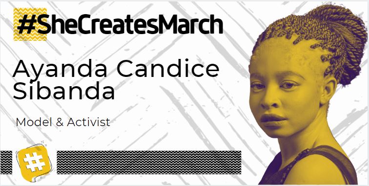 enthusemag's tweet photo. Ayanda Candice Sibanda uses her platforms to dispel myths and superstitions that surround albinism. Her striking beauty has caught the attention of many outlets and brands. #enthuse #SheCreatesMarch https://t.co/NMxge1FQXG https://t.co/qhK8q5mhAX