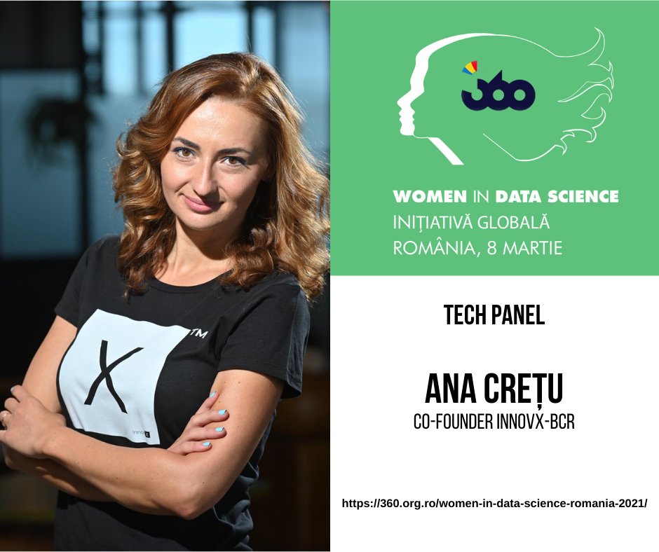 360orgro1's tweet photo. WiDS2021 Tech Panel!
Ana Crețu, co-fondator al acceleratorului de business InnovX-BCR, este Head of Social Banking la @infoBCR și are peste 10 ani de experiență în industria bancară, atât ca bancher de investiții, cât și social.
Register: https://t.co/VpWv9bG9XL
#wids2021 #widsro https://t.co/ZZOpCLjhwb