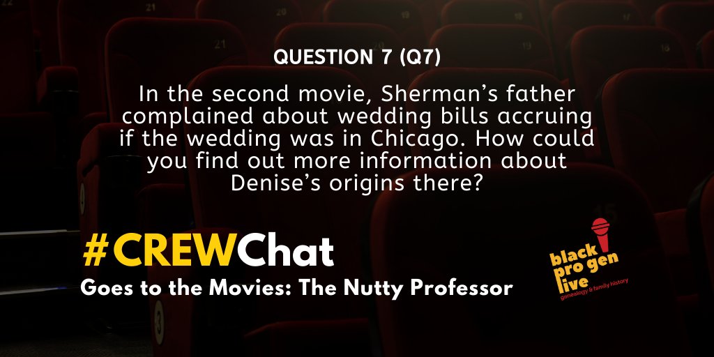blackprogen's tweet photo. Q7: In the second movie, Shermanโs father complained about wedding bills accruing if the wedding was in Chicago. How could you find out more information about Deniseโs origins there? #CREWChat https://t.co/iOhxm6L0Co