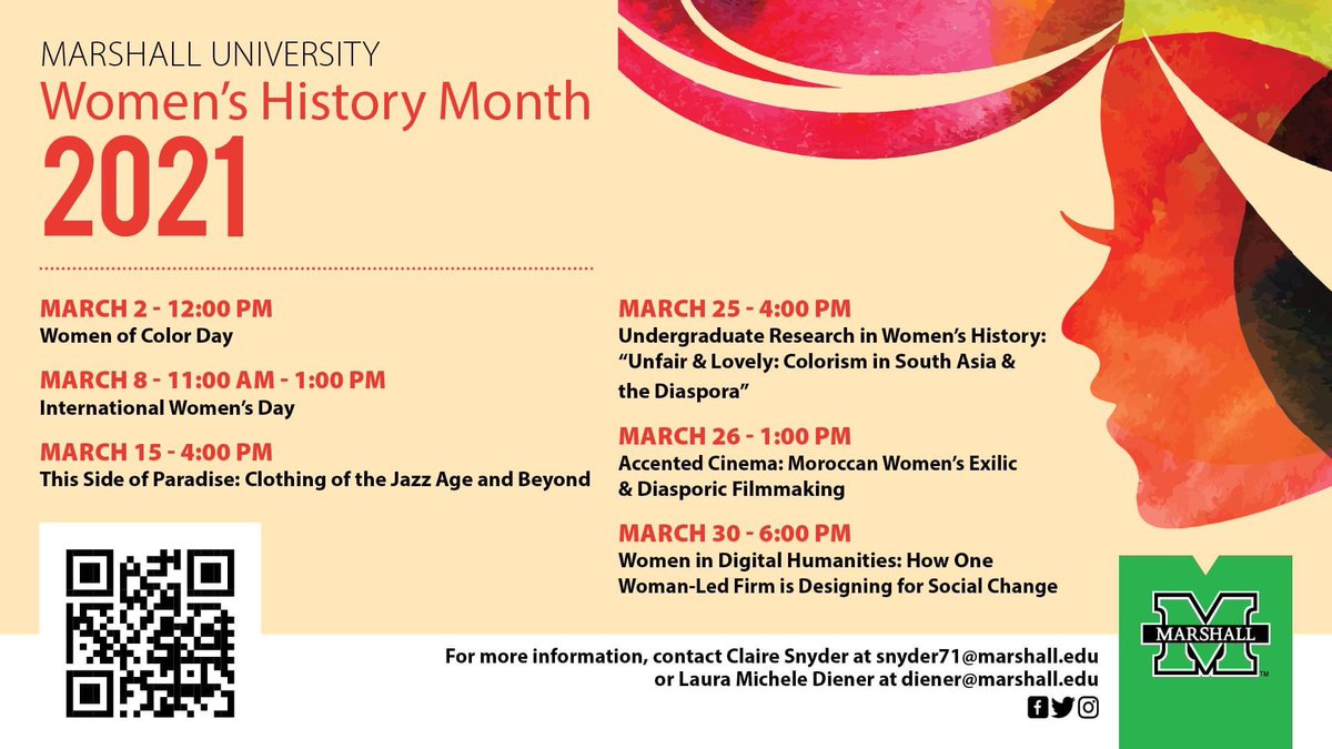 For Women's History Month 2021, we're looking forward to an exciting calendar of virtual events you can enjoy from the comfort of your couch! For more info scan the QR code!