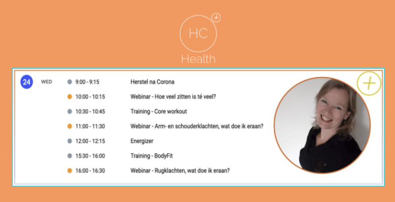 HC_Health's tweet photo. Heb jij #corona gehad en vraag je je bijvoorbeeld af wat je het beste kunt doen om je conditie weer op te bouwen? Onze fysiotherapeut Monique Bodd beantwoordt alle vragen in haar livestream op ons platform Hellolive.
#conditie #gezondthuiswerken #vitaliteit #bewegen https://t.co/z4iLFcaxH1
