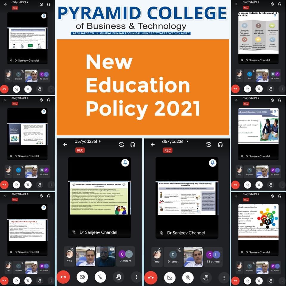 PcbtIic's tweet photo. Thanks for your Participation in the Web-based "New Education Policy" by Dr Sanjeev Chandel - Principal Sarvhitkari Vidya Mandir. Here are some glimpses of the event.

#PCBT #PyramidCollege #jointoday #eventpcbt #pcbtevent #phagwara #ThinkPCBT #ThinkFuture #success https://t.co/FbyNtn4iCH