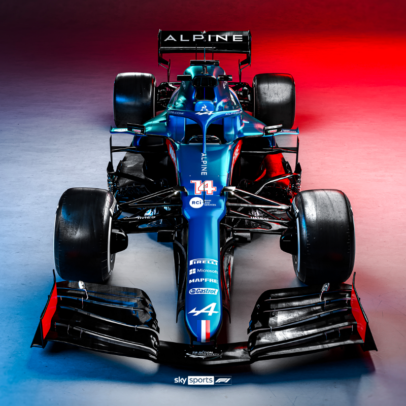 SkySportsF1's tweet photo. The @AlpineF1Team A521 is here! 🤩

Best livery so far? 🎨👀

#SkyF1 | #F1